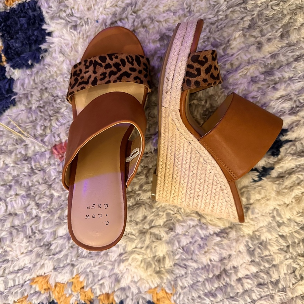 a new day leopard Wedge Sandals